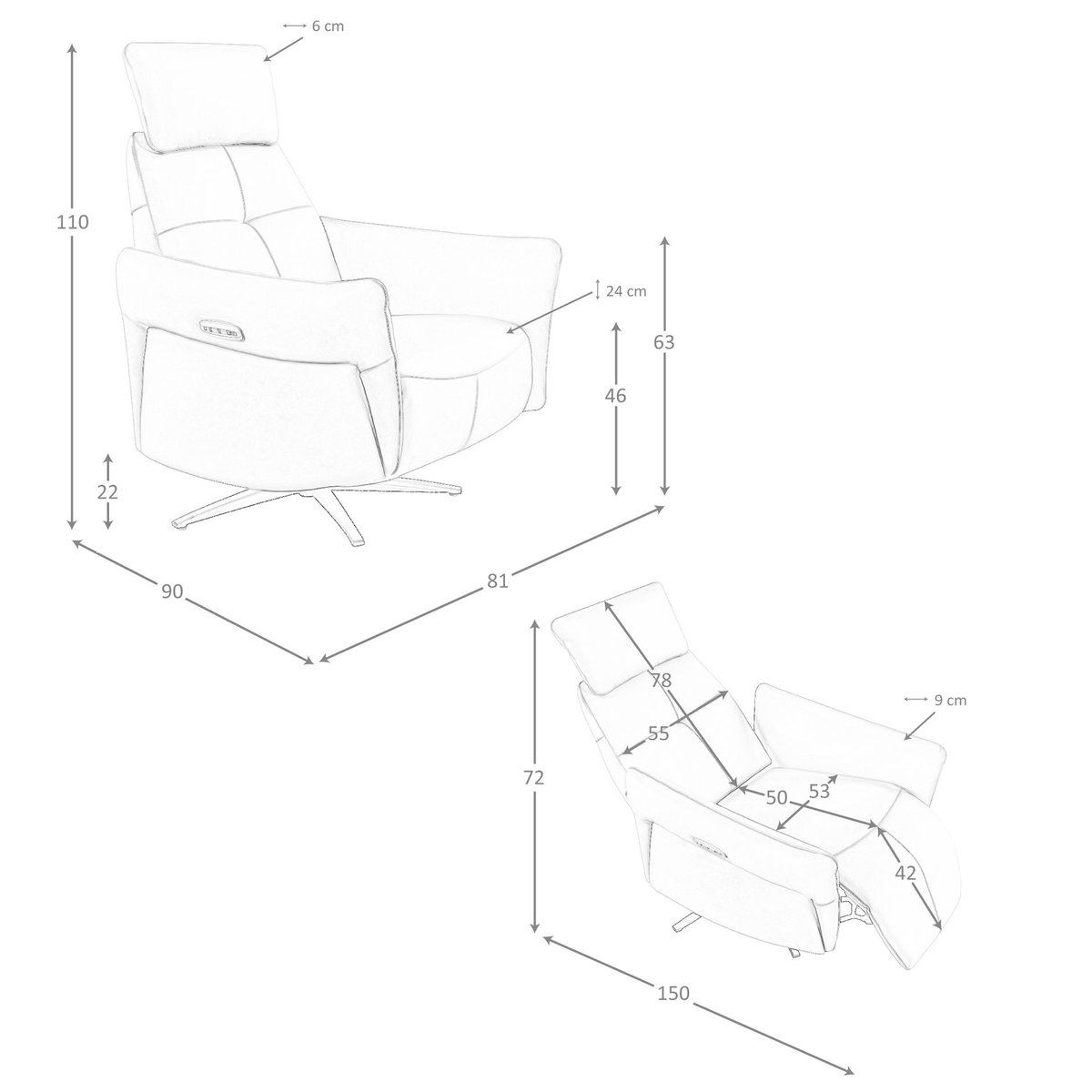 Fauteuil relax pivotant en cuir vert turquoise | noir, ANGEL CERDA