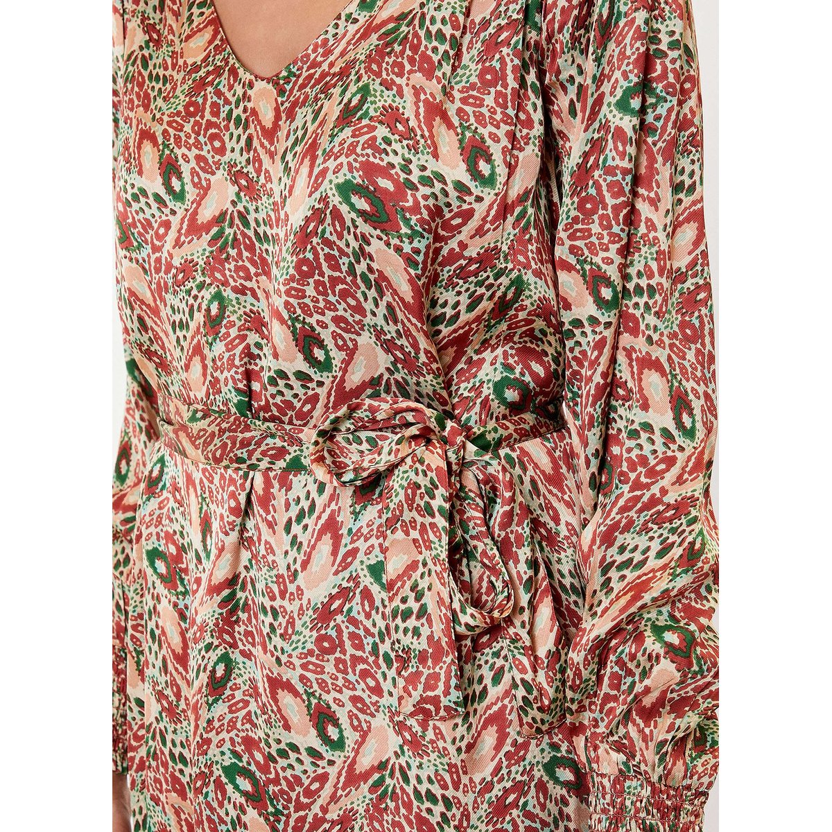 Robe droite midi imprimée LEIRA marron terre cuite, LA FIANCÉE