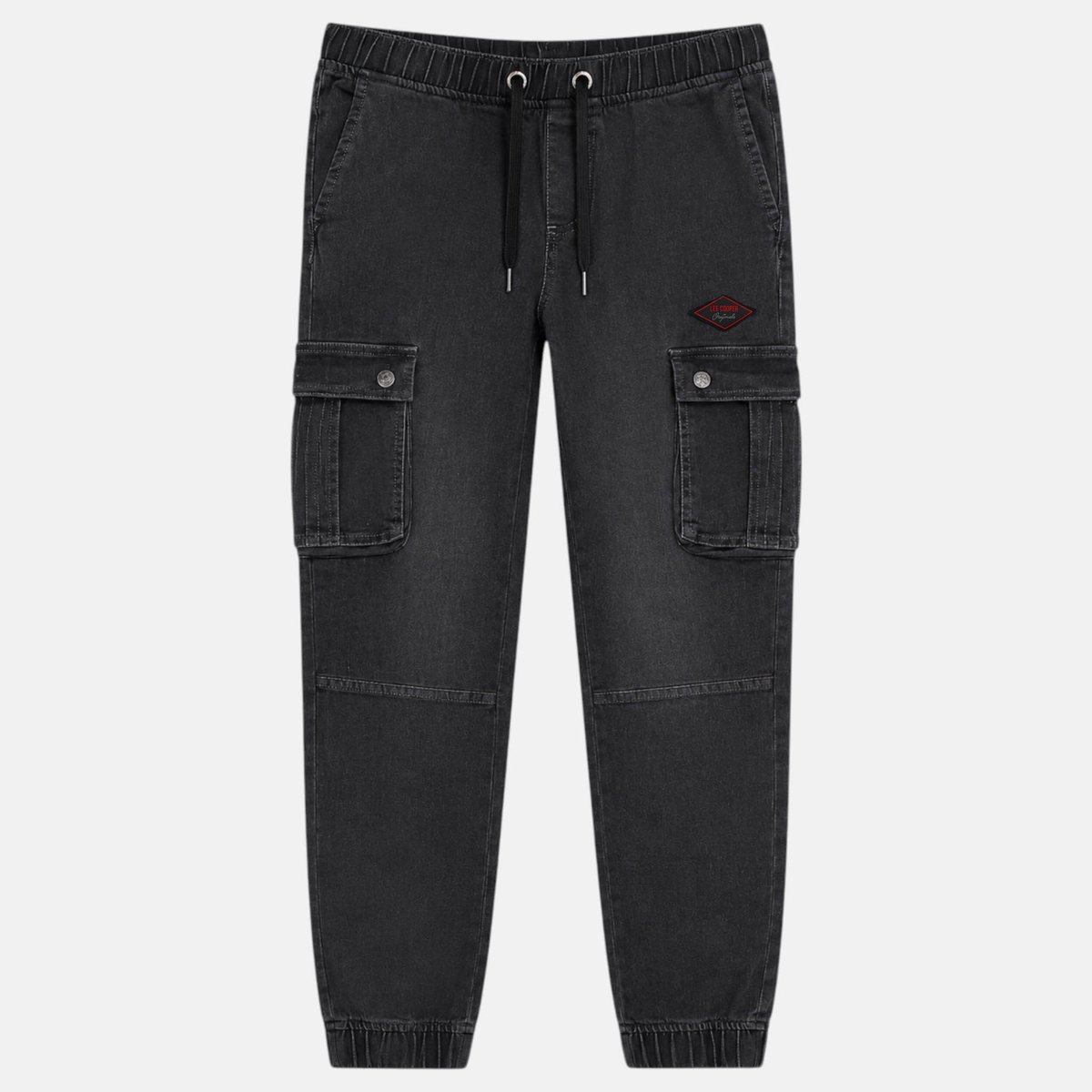 Jean cargo avec poches latérales, coupe droite et taille élastique à cordon SLIM gris, LEE COOPER