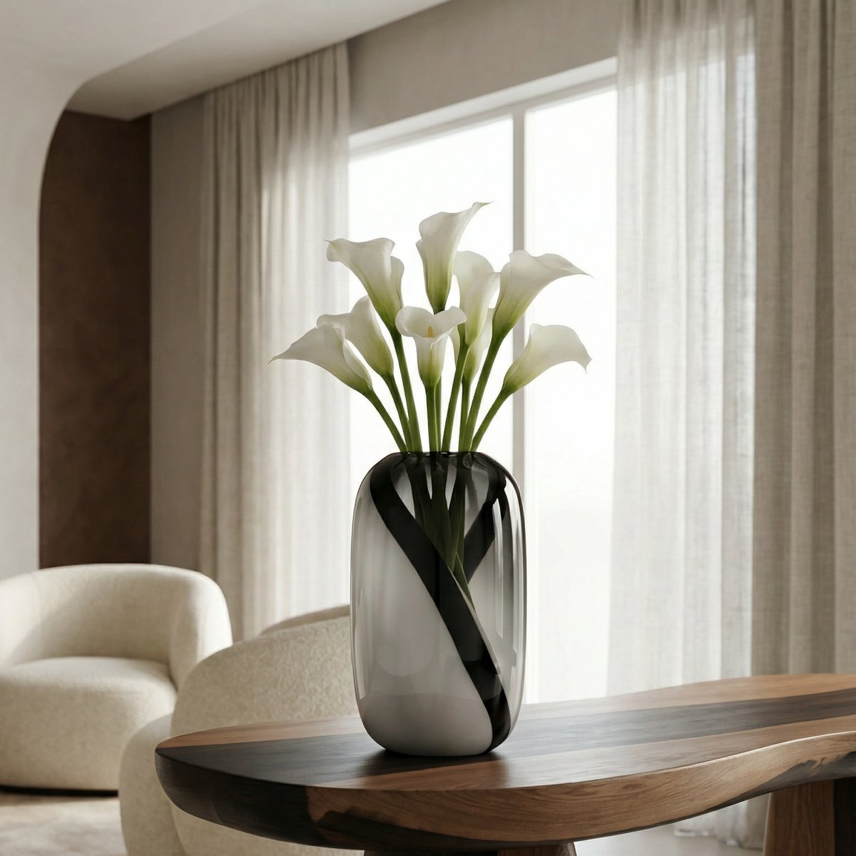 Vase décoratif en verre soufflé H32 ALASKA blanc, SIA DECO