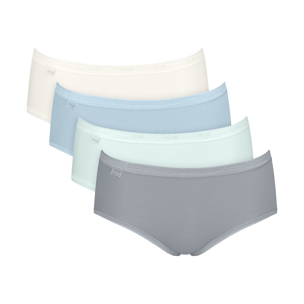 Lot de 3 + 1 gratuit Slips Midi Basic+ blanc + bleu +   bleu ciel + gris, SLOGGI