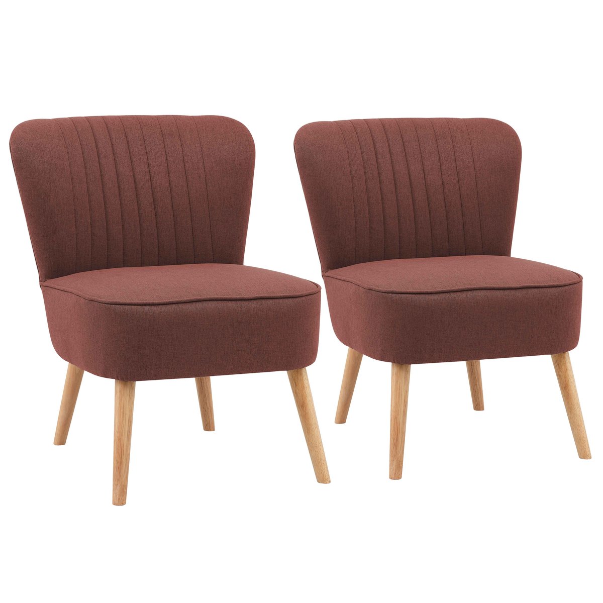 Lot de 2 fauteuils crapaud en tissu, MADISON bordeaux, OVIALA