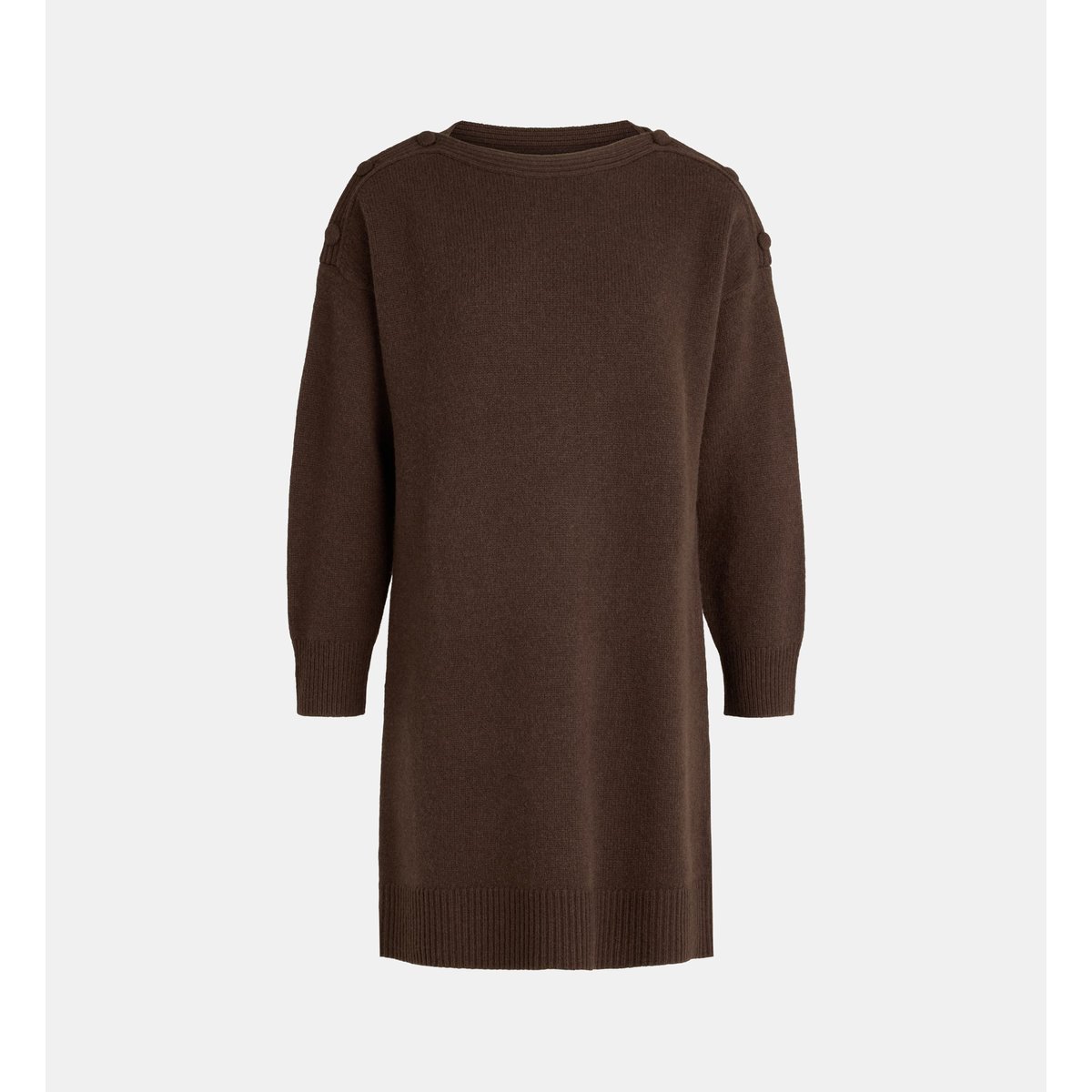 Robe pull courte droite oprince laine marron chocolat, JODHPUR