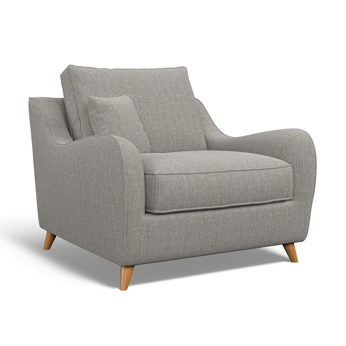 Amelia Tonal Basket Weave Armchair with Light Wood Legs zinc, ÉDITÉ