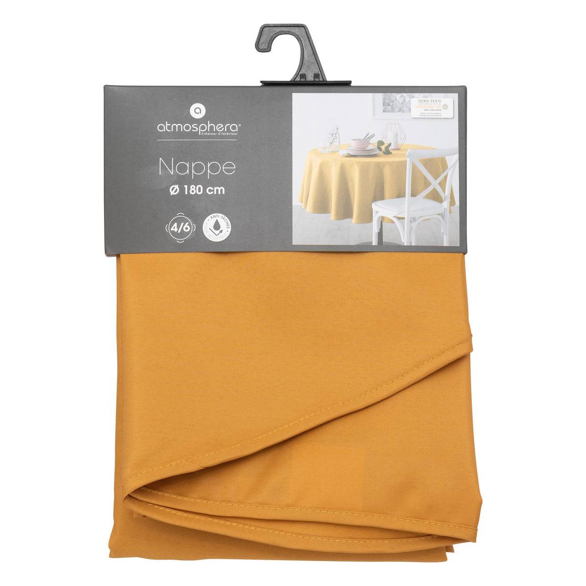 Nappe ronde anti-tâche LALLIE jaune moutarde, ATMOSPHERA