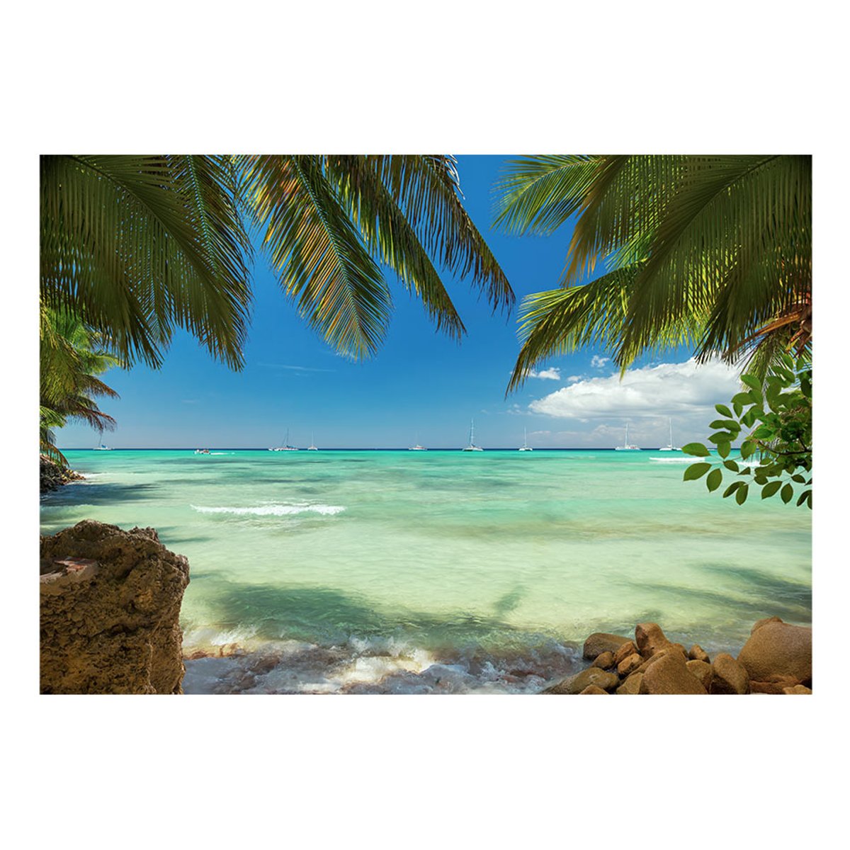 Papier peint intissé panoramique Paysage Détente sur la plage beige, EDEN