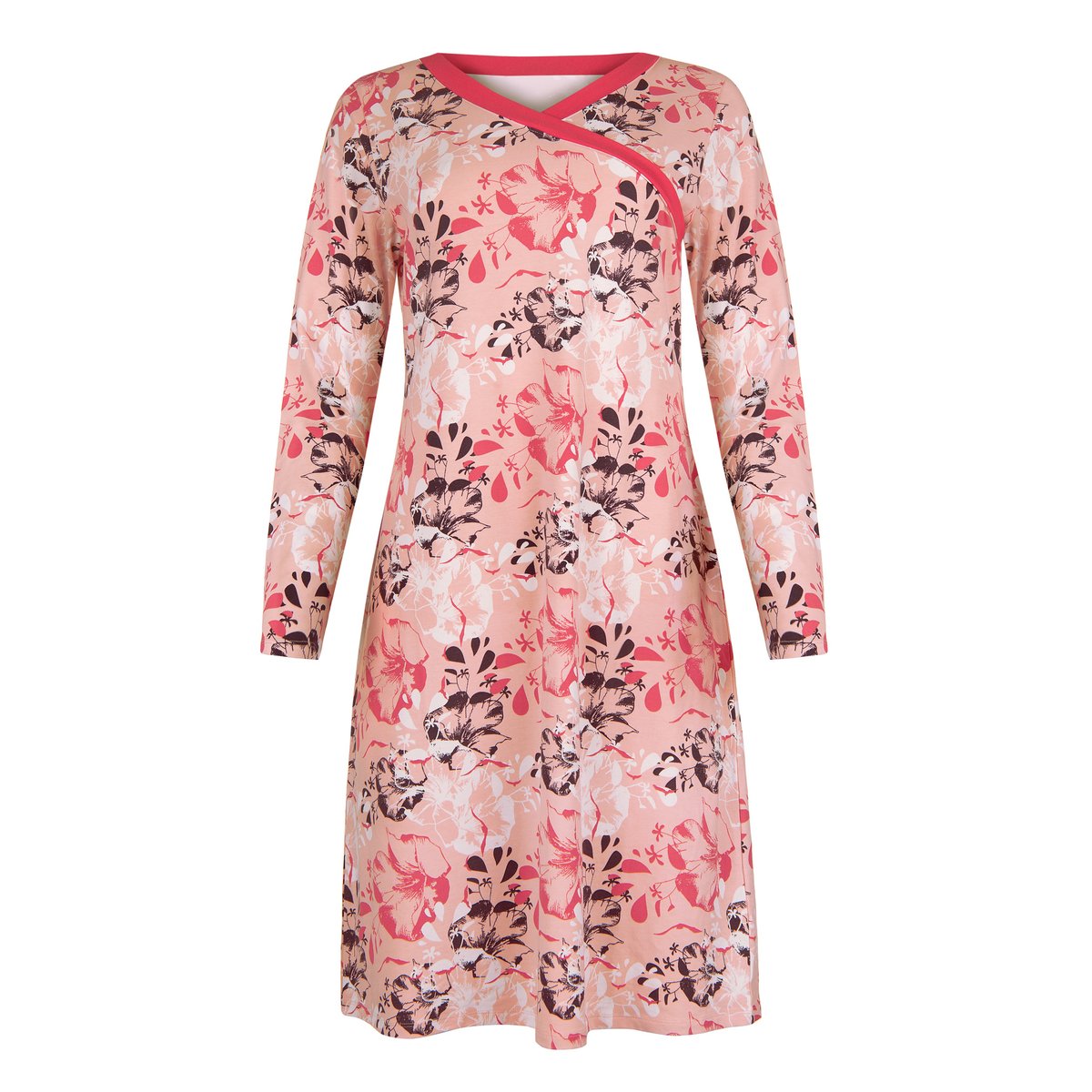 Chemise de nuit manches longues Ocean corail, LISCA