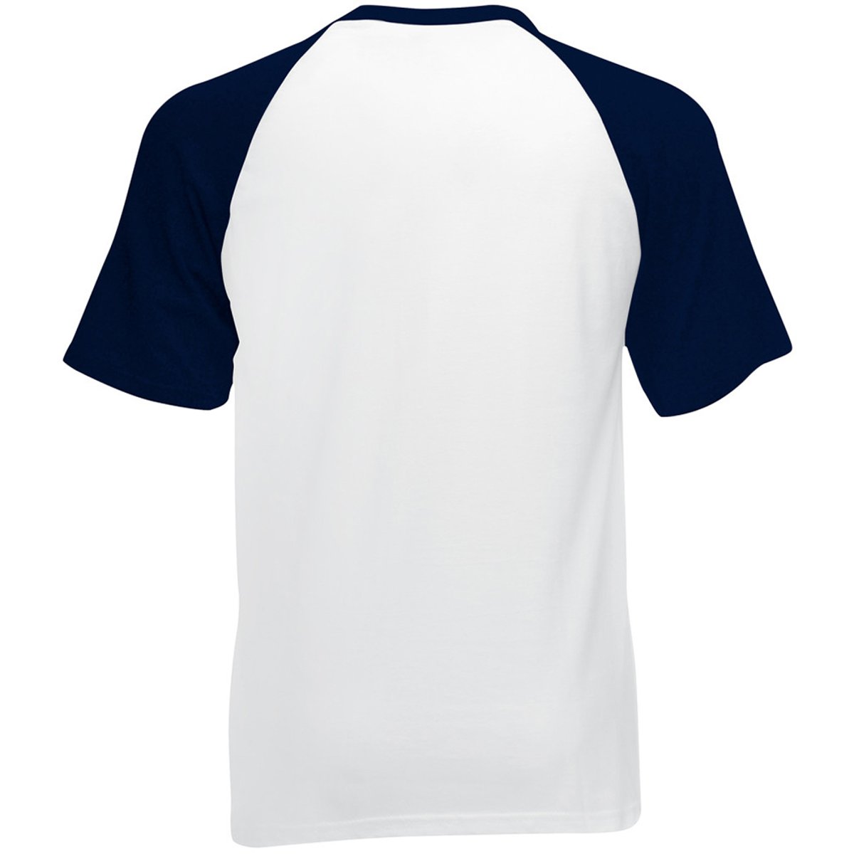 T-shirt de baseball à manches courtes blanc / bleu marine, FRUIT OF THE LOOM