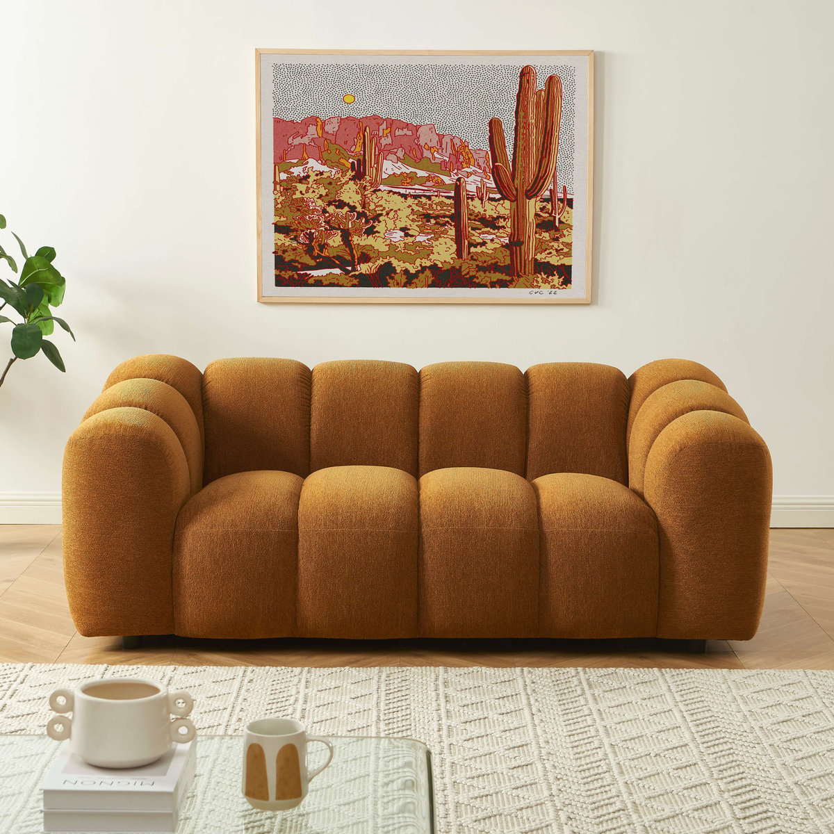 Canapé 2 places tissu tweed SUNNY bronze, SORELH