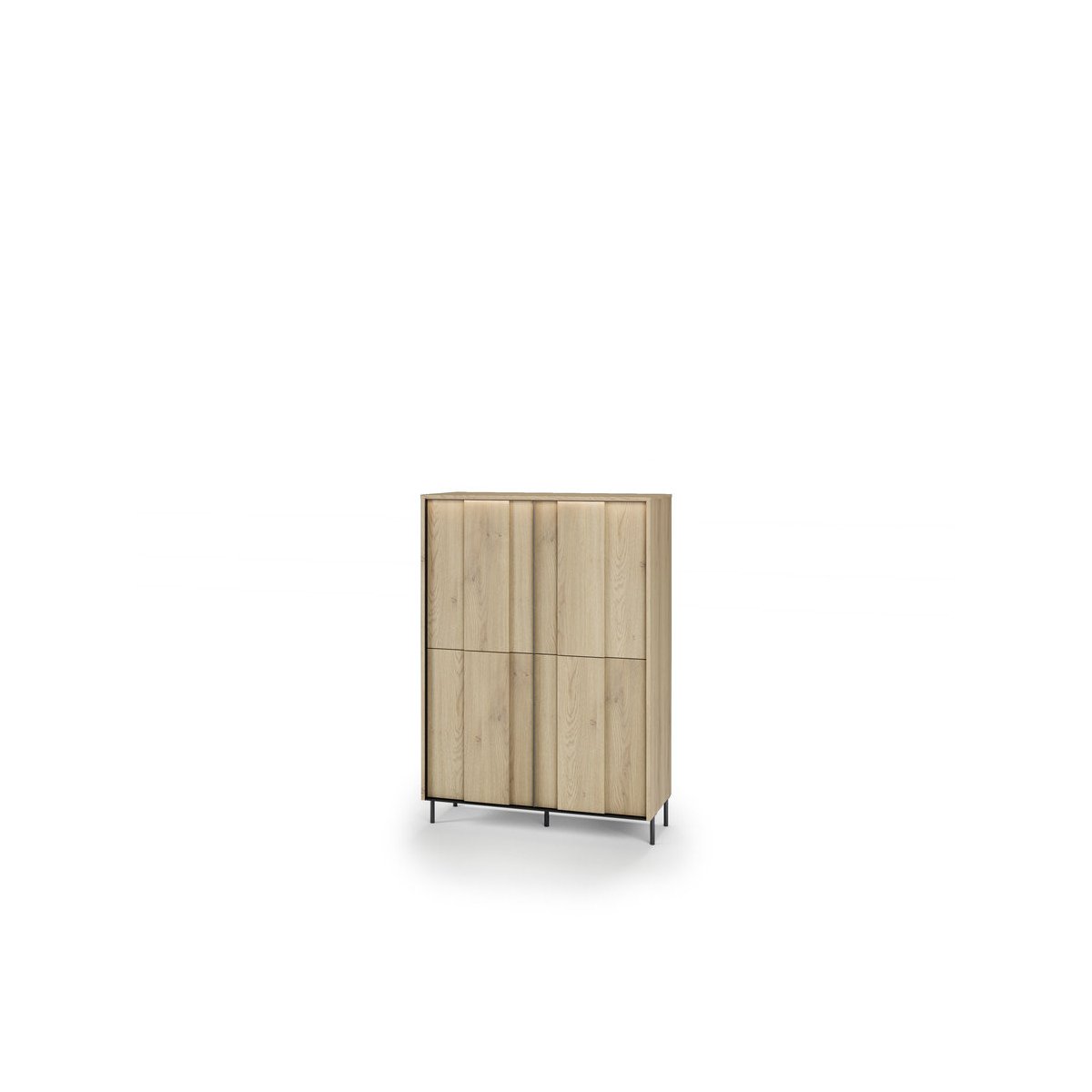 Buffet en panneaux de particules 4 portes 99 cm, TILIA chêne et noir, BOBOCHIC
