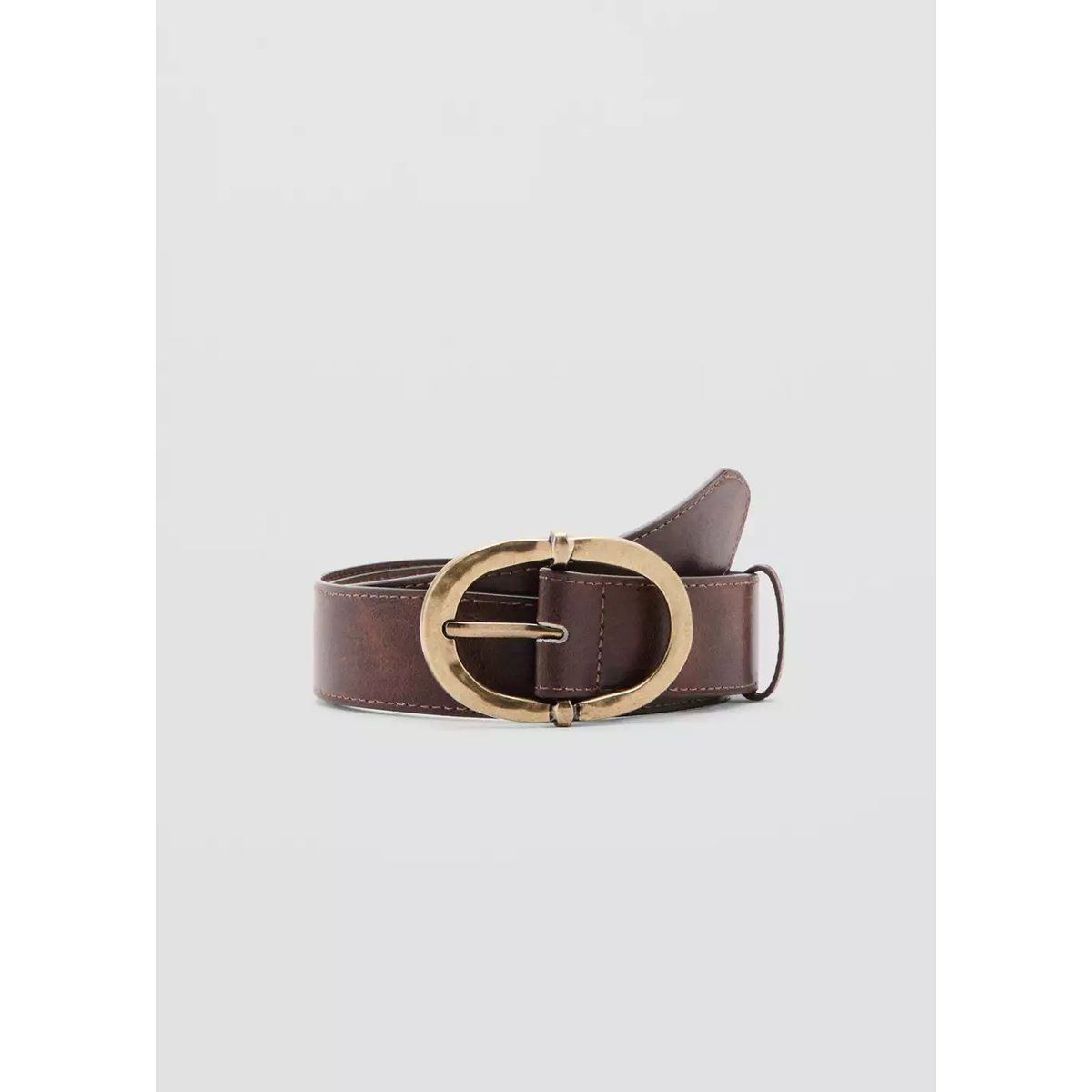 Ceinture boucle métallique texturée marron, MANGO