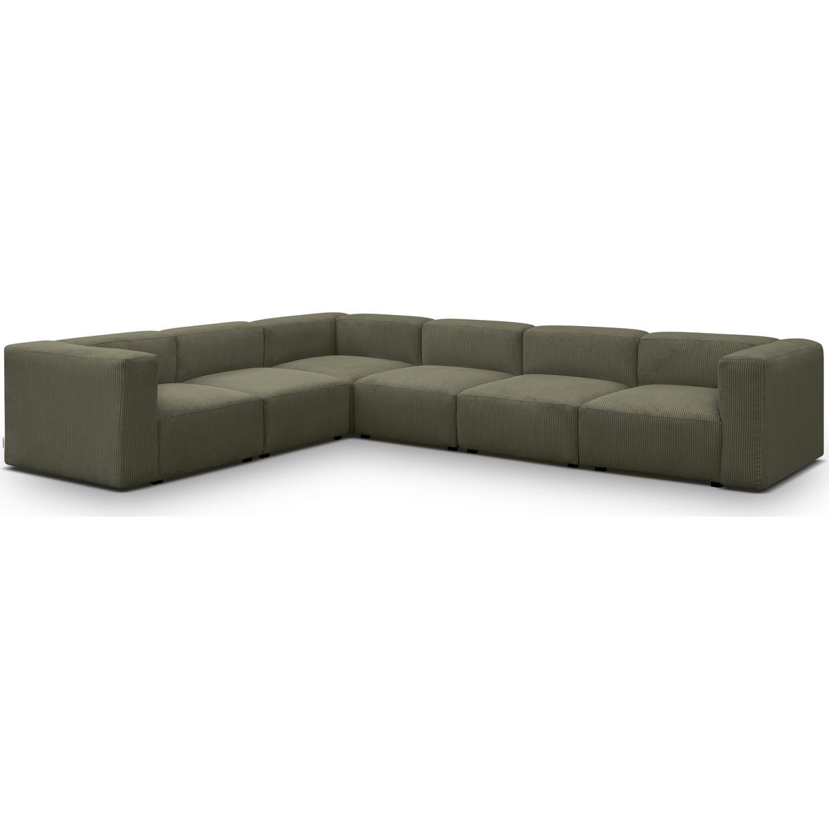 Canapé d'angle modulable réversible 8 places en velours côtelé - MODULO vert kaki, HOMIFAB