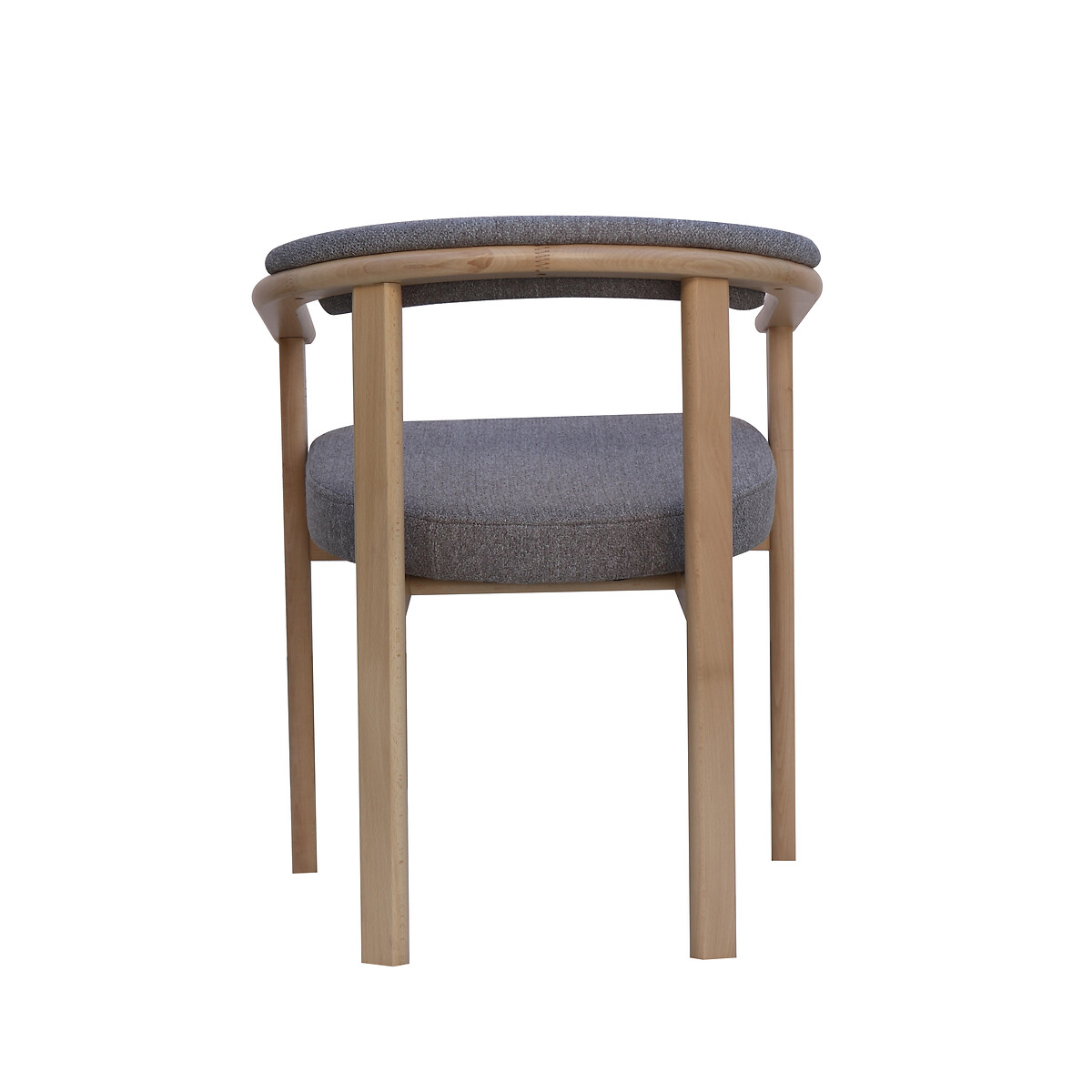Chaise design en bois massif avec accoudoirs – Assise et dossier rembourrés gris, EUROPE & NATURE