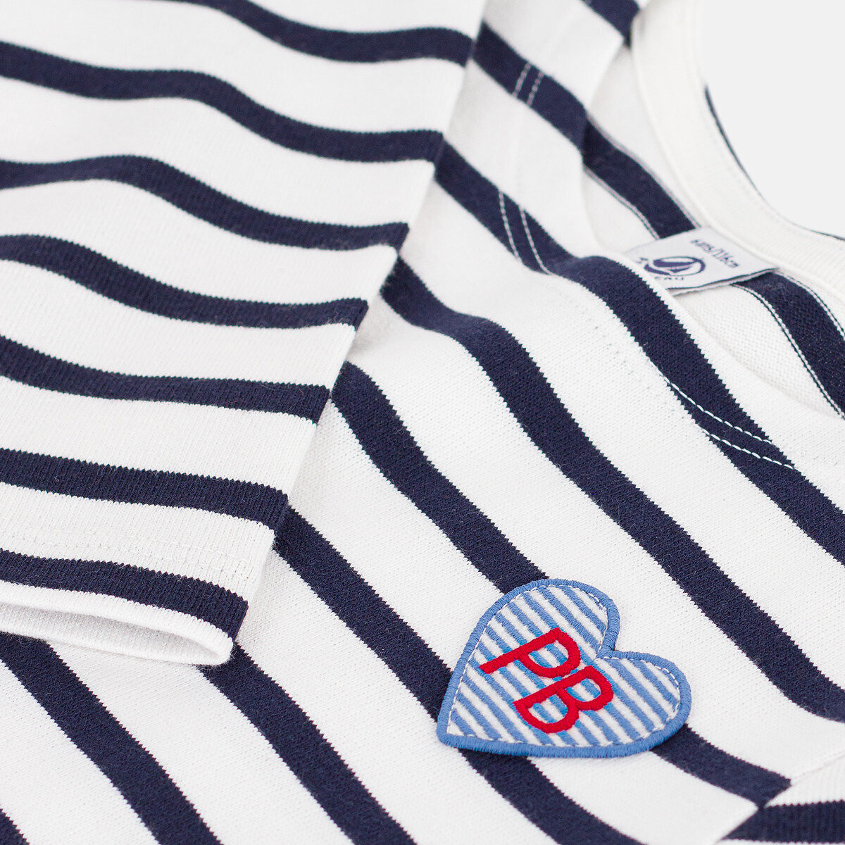 Abito rigato maniche lunghe rigato marine, PETIT BATEAU