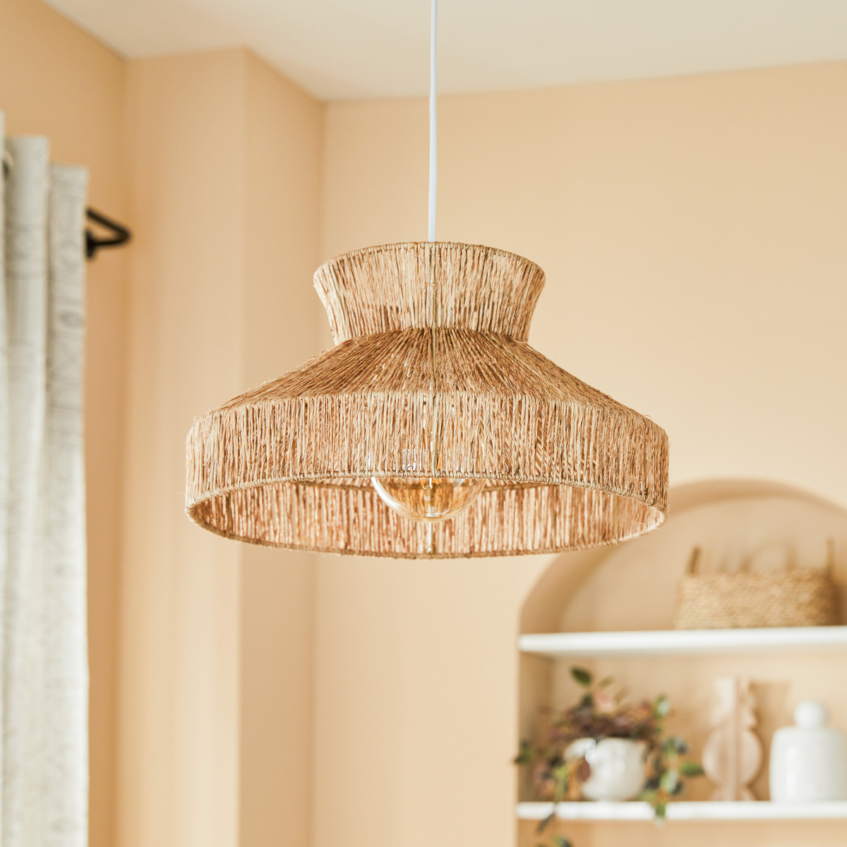 Suspension en jute tressé sur structure fonte ZELIA beige, ATMOSPHERA