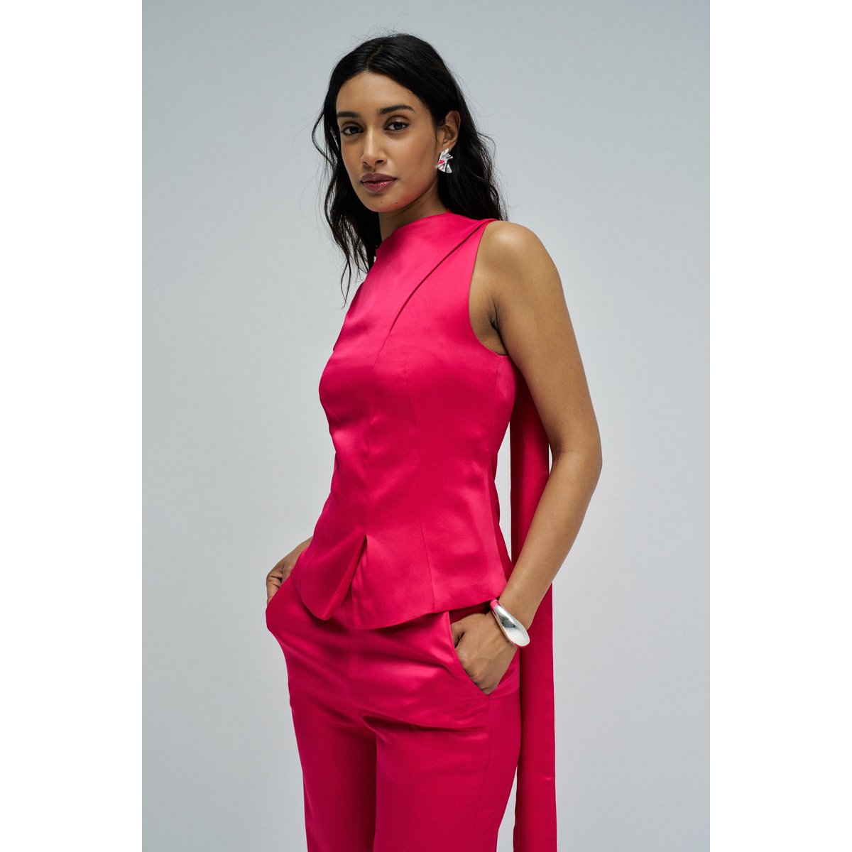 HAUT SATINÉ AVEC FOULARD rose, SALSA JEANS