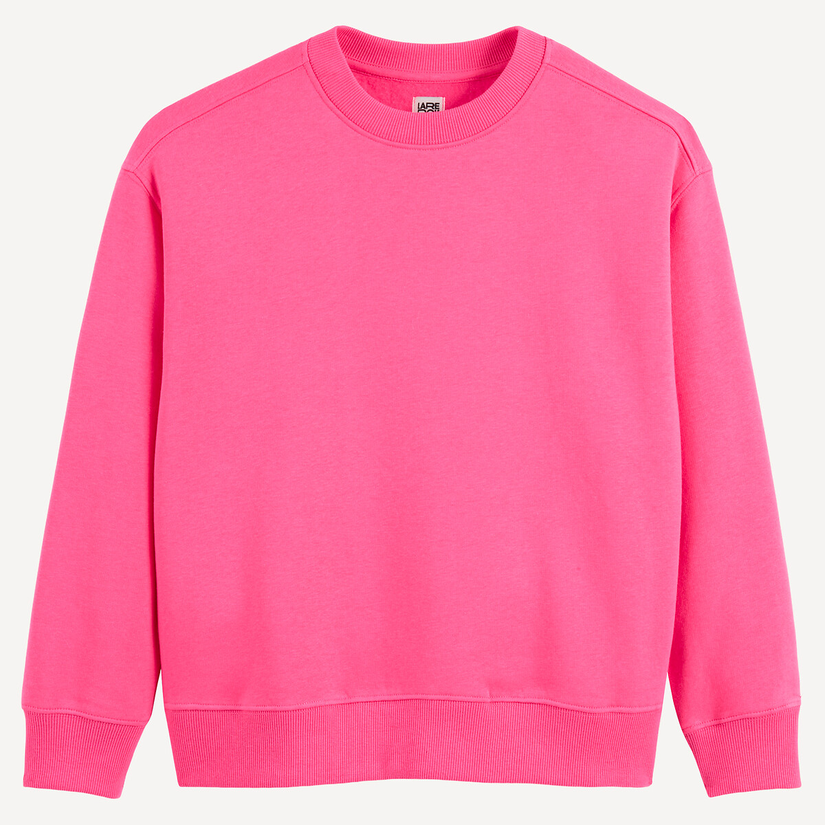 Sweat col rond, en molleton rose, LA REDOUTE COLLECTIONS