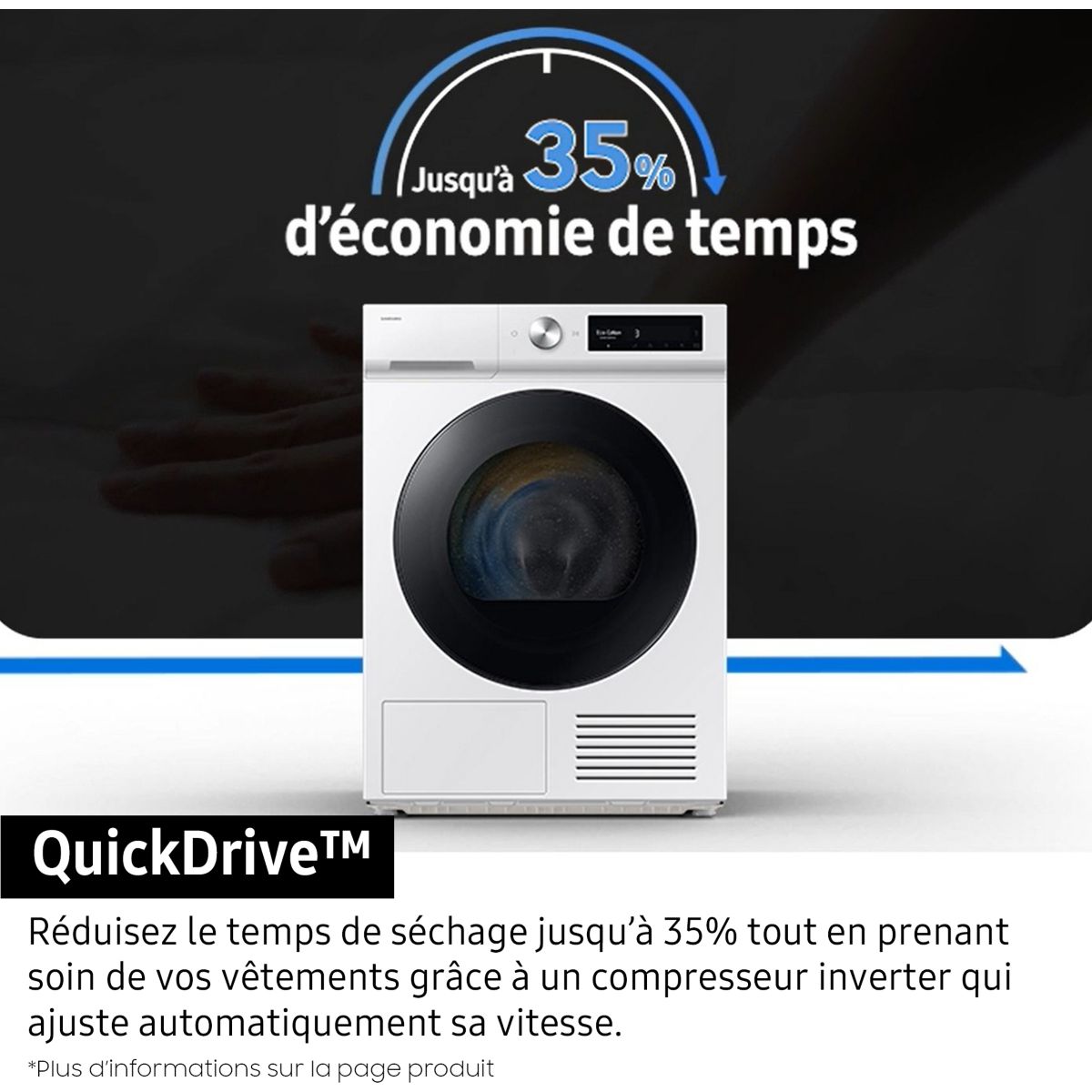 Sèche linge pompe à chaleur DV90DG6845LK blanc, SAMSUNG