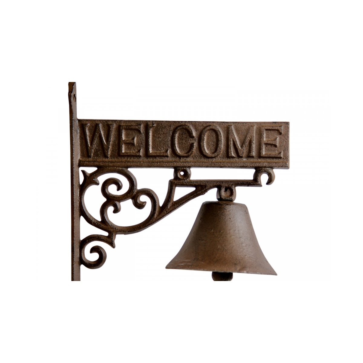 Cloche Welcome Fonte Marron 21.5x11x23cm marron, DECORATION D’AUTREFOIS