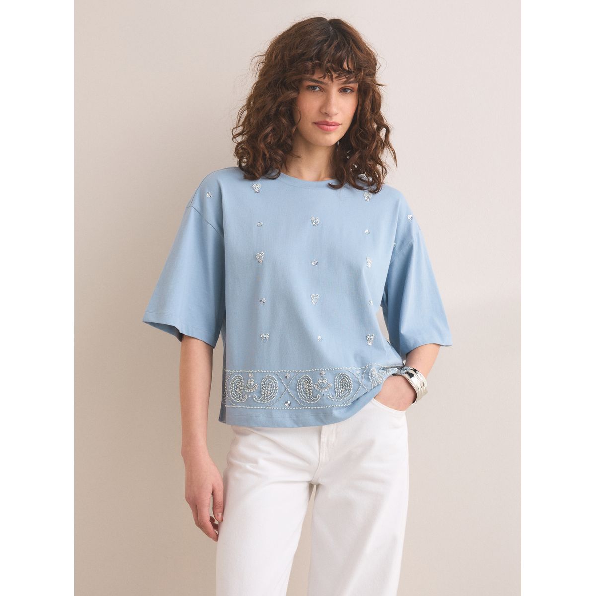T-shirt à manches courtes cachemire bleu, NEXT