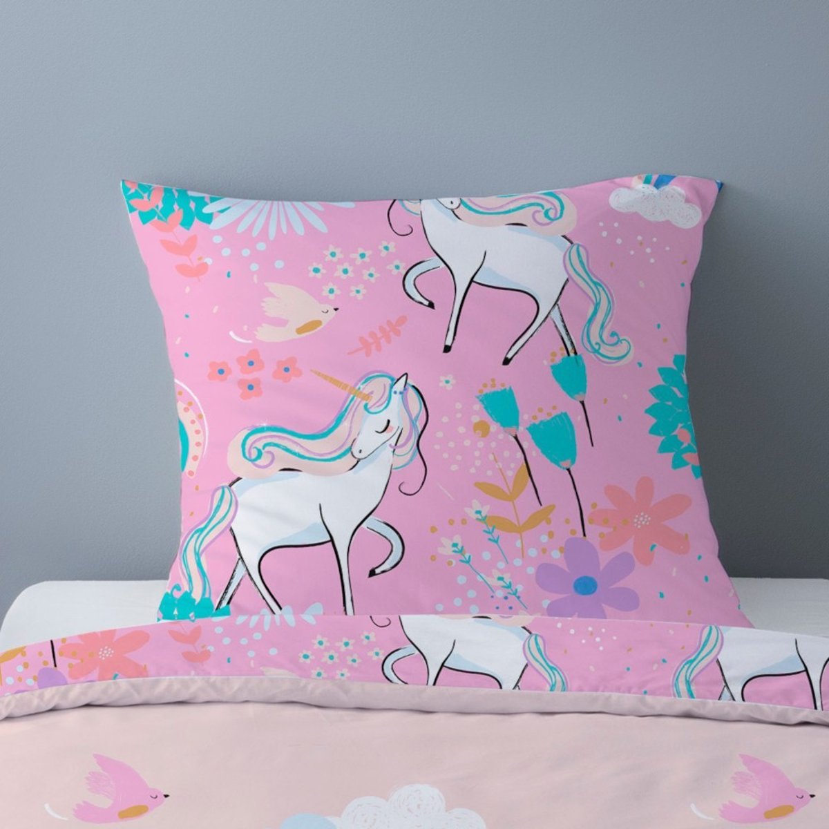 Housse De Couette 140x200 Unique + 1 Taie D'oreiller rose, DECORATIE