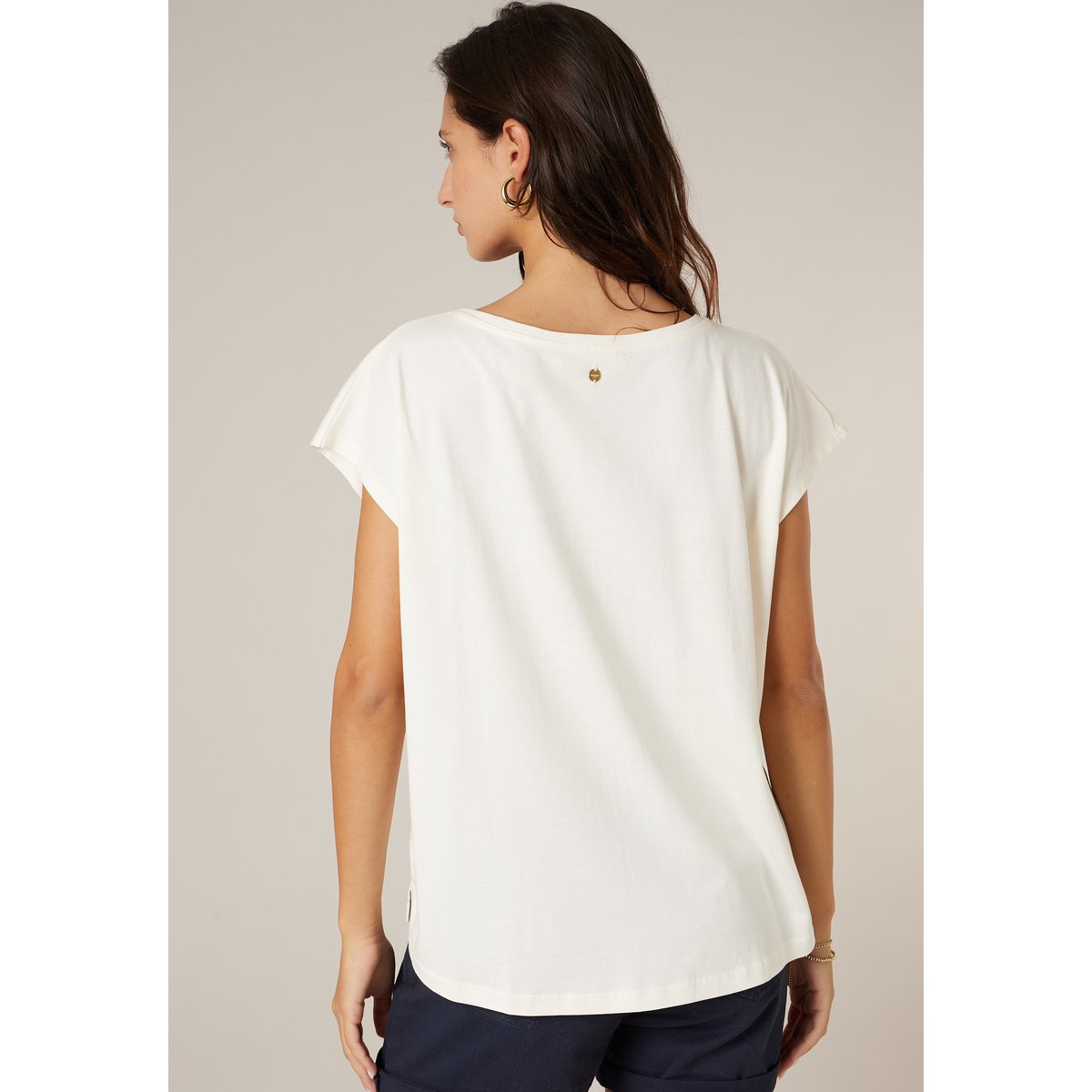 T-shirt femme en coton VIDA off white, DEELUXE