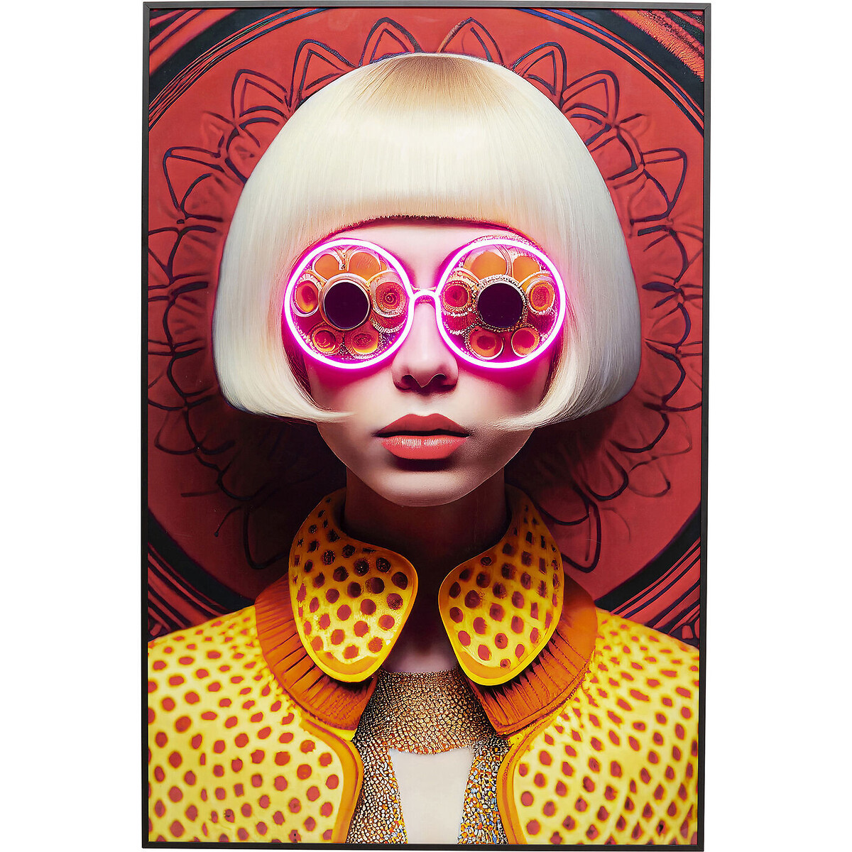 Tableau encadré LED Fancy Blonde Lady 75x55cm jaune, KARE DESIGN