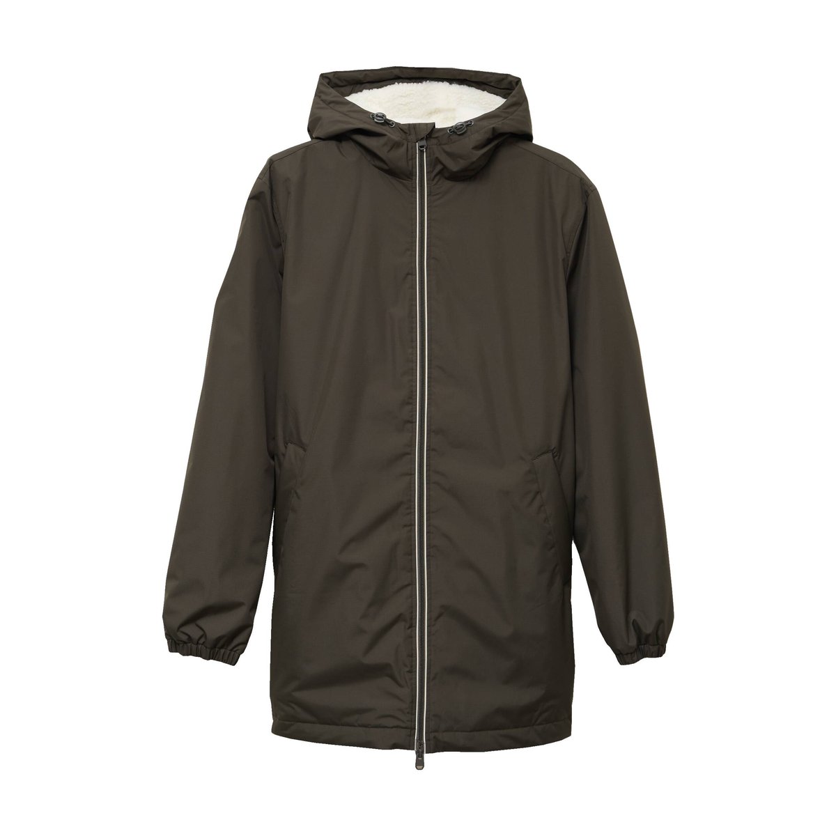 Parka longue droite à capuche vert kaki, BONOBO