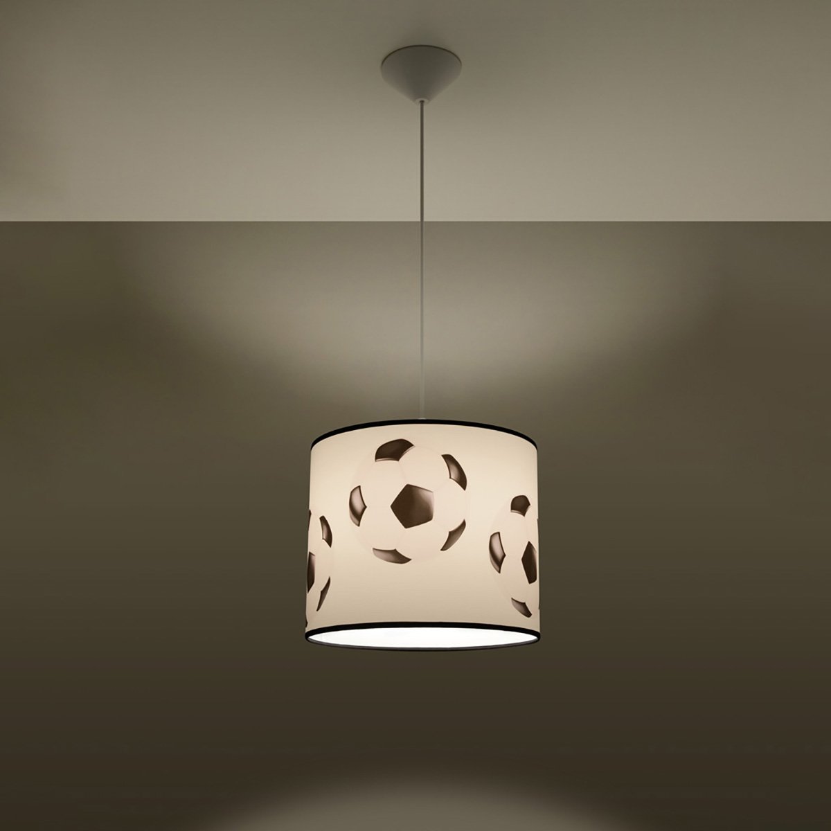 Suspension PVC Blanc noir E27 1 Football A30 blanc, EDEN