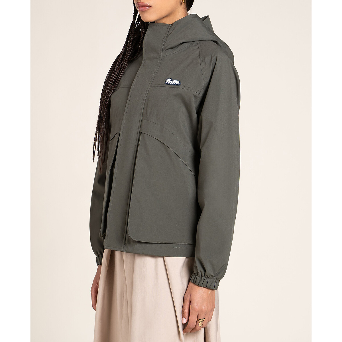 Veste coupe vent à capuche, BREGUET kaki, FLOTTE