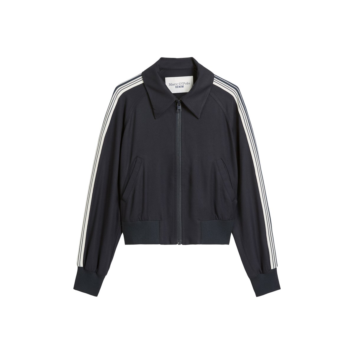Blouson en sergé relaxed cropped avec LENZING™ ECOVERO™ bleu foncé, MARC O’POLO DENIM