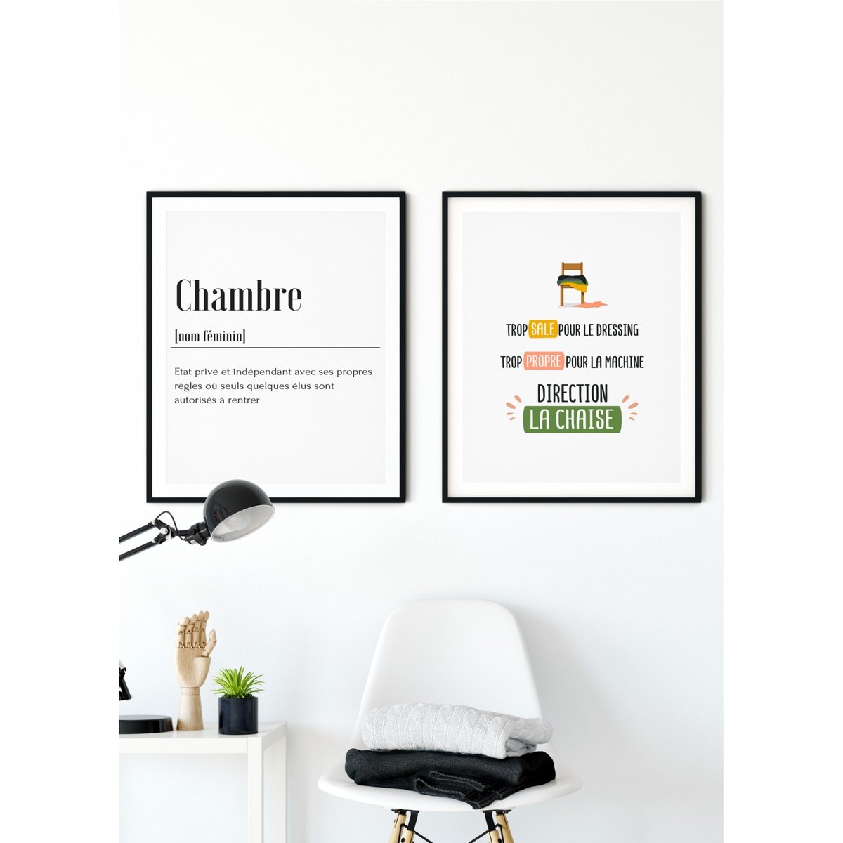 Affiche Direction la chaise blanc, L'AFFICHERIE