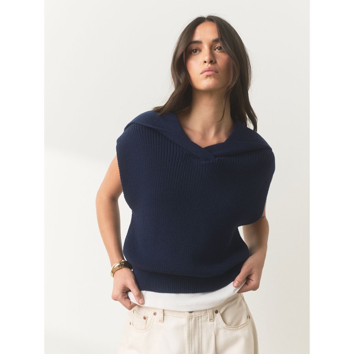 Débardeur en maille bleu marine, NEXT