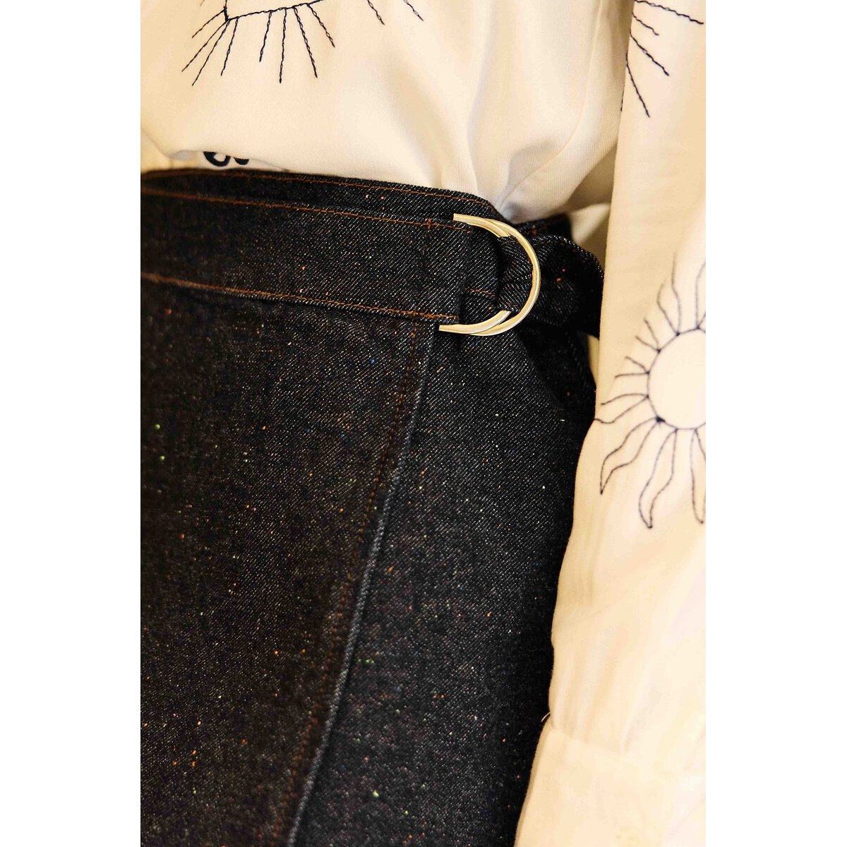Joss Wrapover Marl-Effect Denim Mini Skirt untreated denim, LA PETITE ETOILE