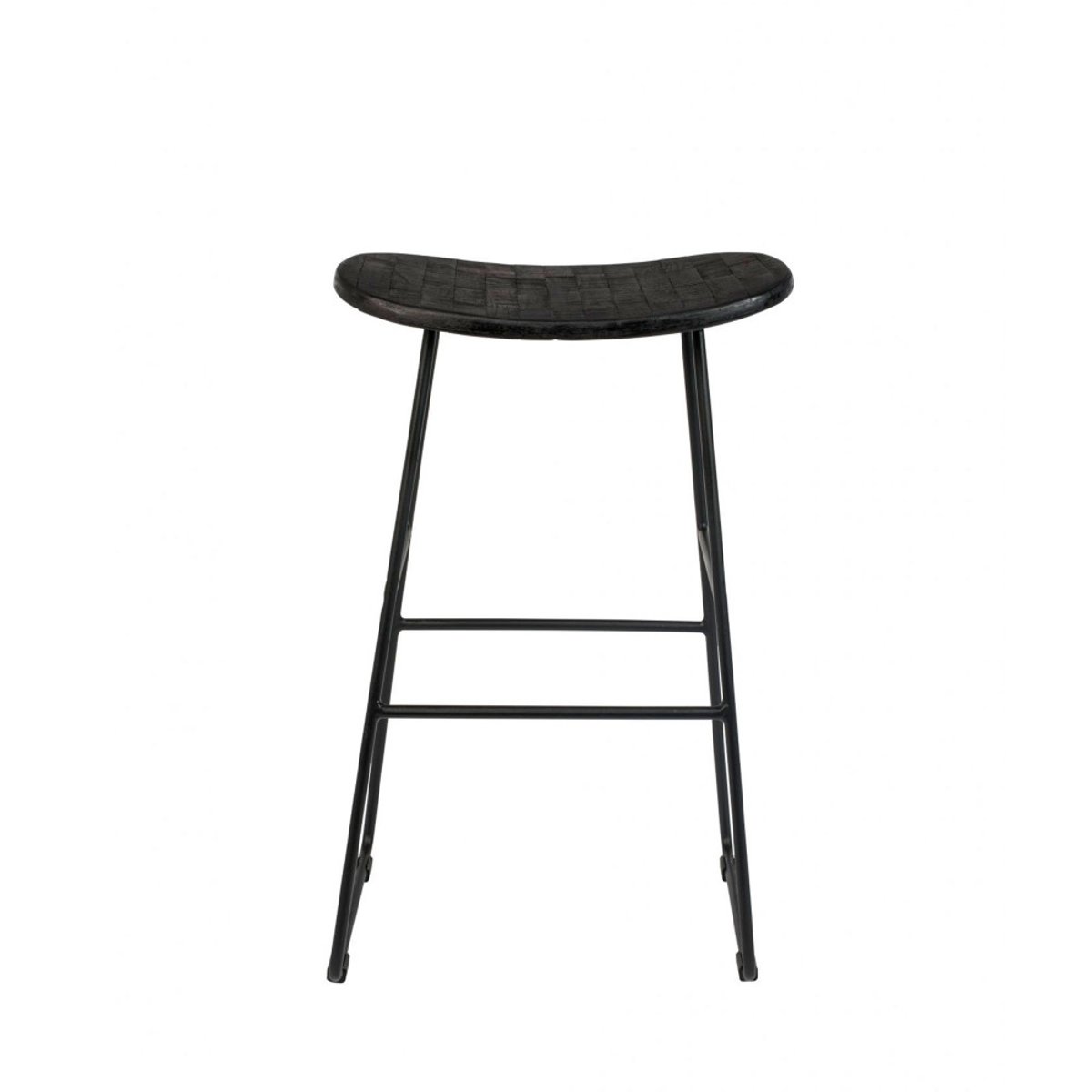 Tabouret de bar en teck recyclé et métal H62cm- TANGLE noir, DRAWER