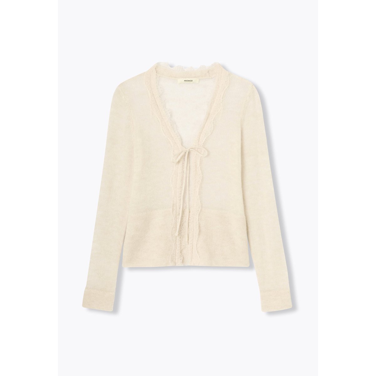 Cardigan détail dentelle ecru, PROMOD