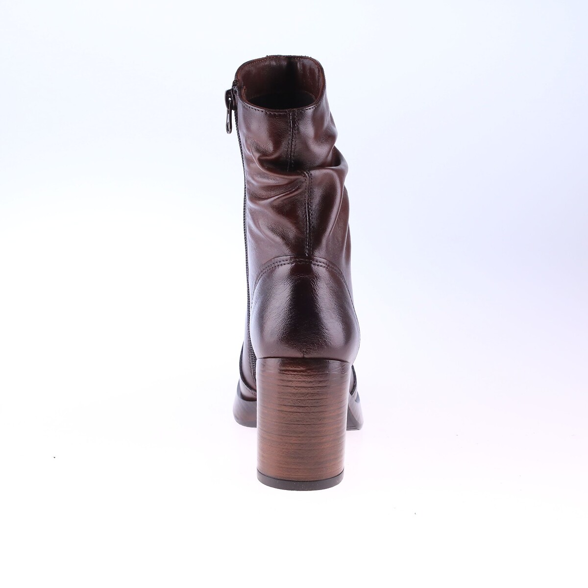 Bottines en cuir, bout carré chocolat, MJUS