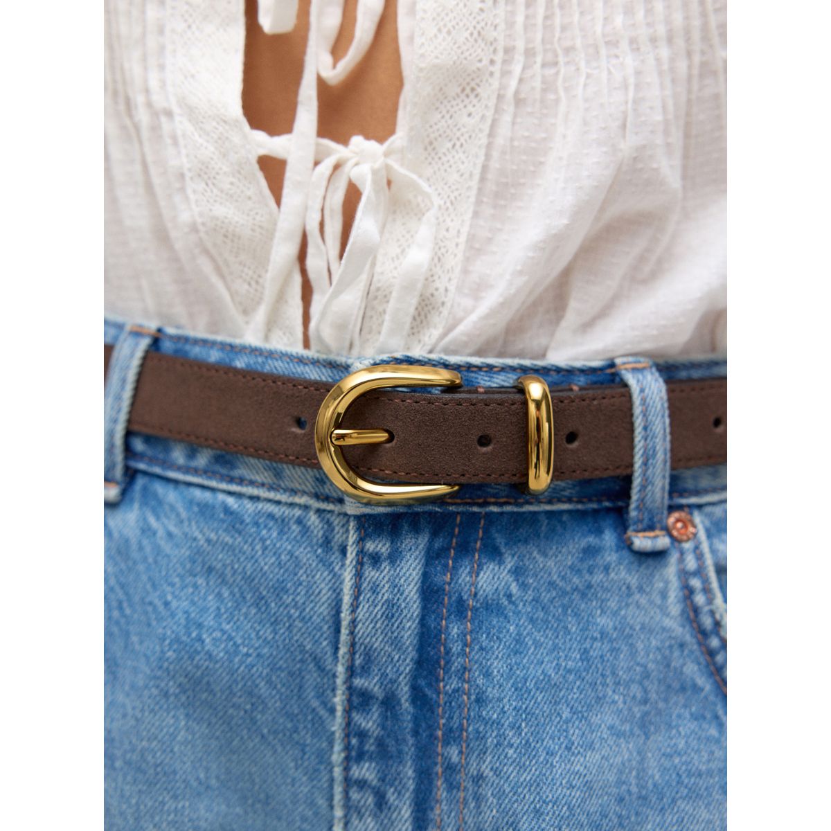 Ceinture en daim moyenne italie n. premium marron chocolat, NEXT