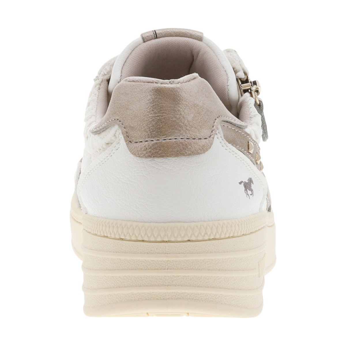 Sneakers blanches à broderies aspect dentelle et à semelle compensée basse blanc, MUSTANG