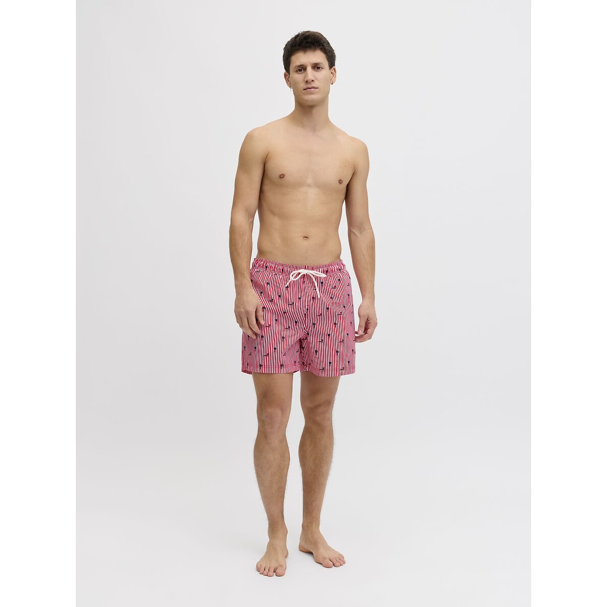 Short de bain rayé rouge, JACK & JONES