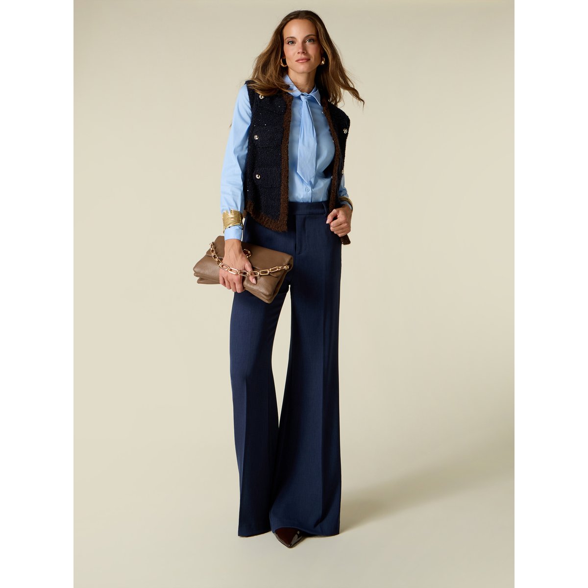 Pantalon palazzo uni bleu, OLTRE