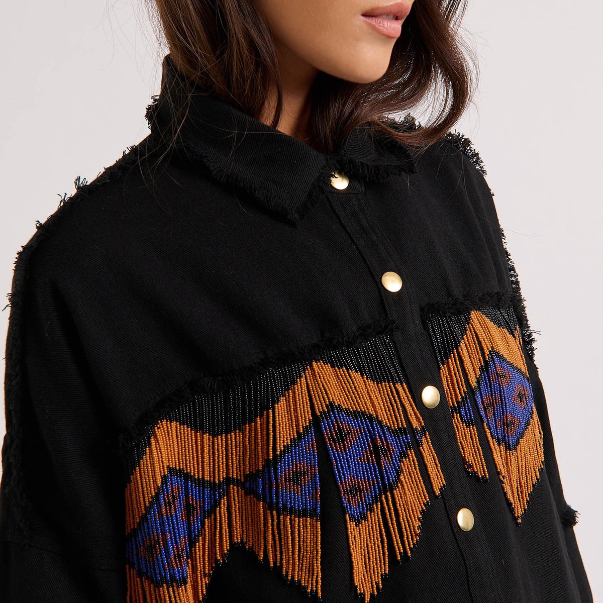 Veste à motifs et perles JOSEFA noir, WILD
