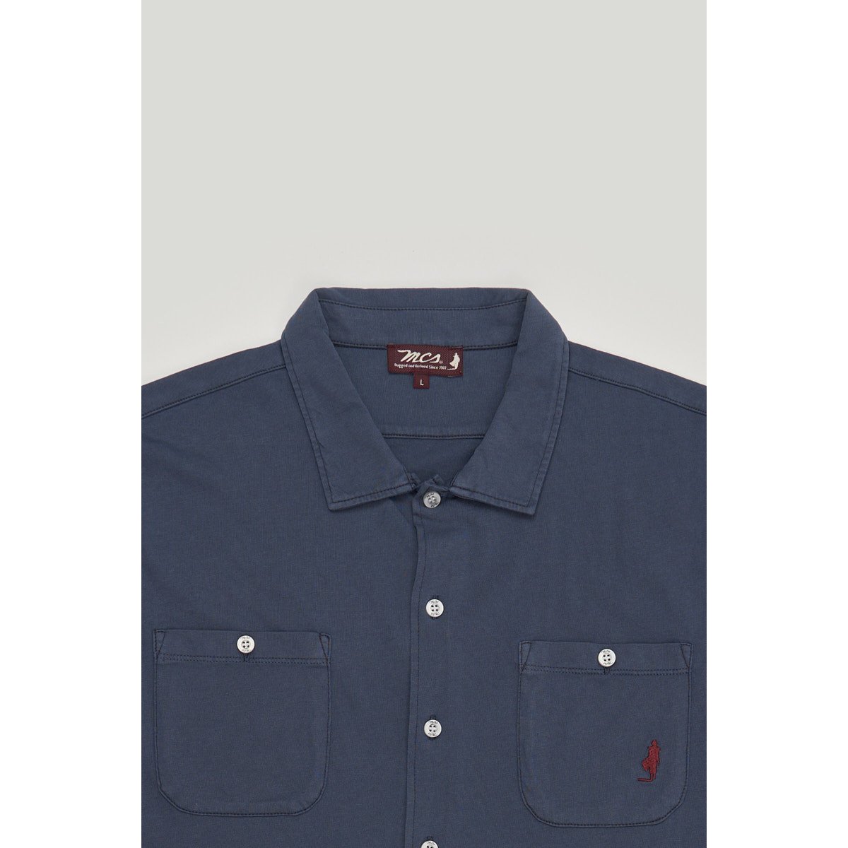Polo façon chemise en jersey bleu marine, MCS