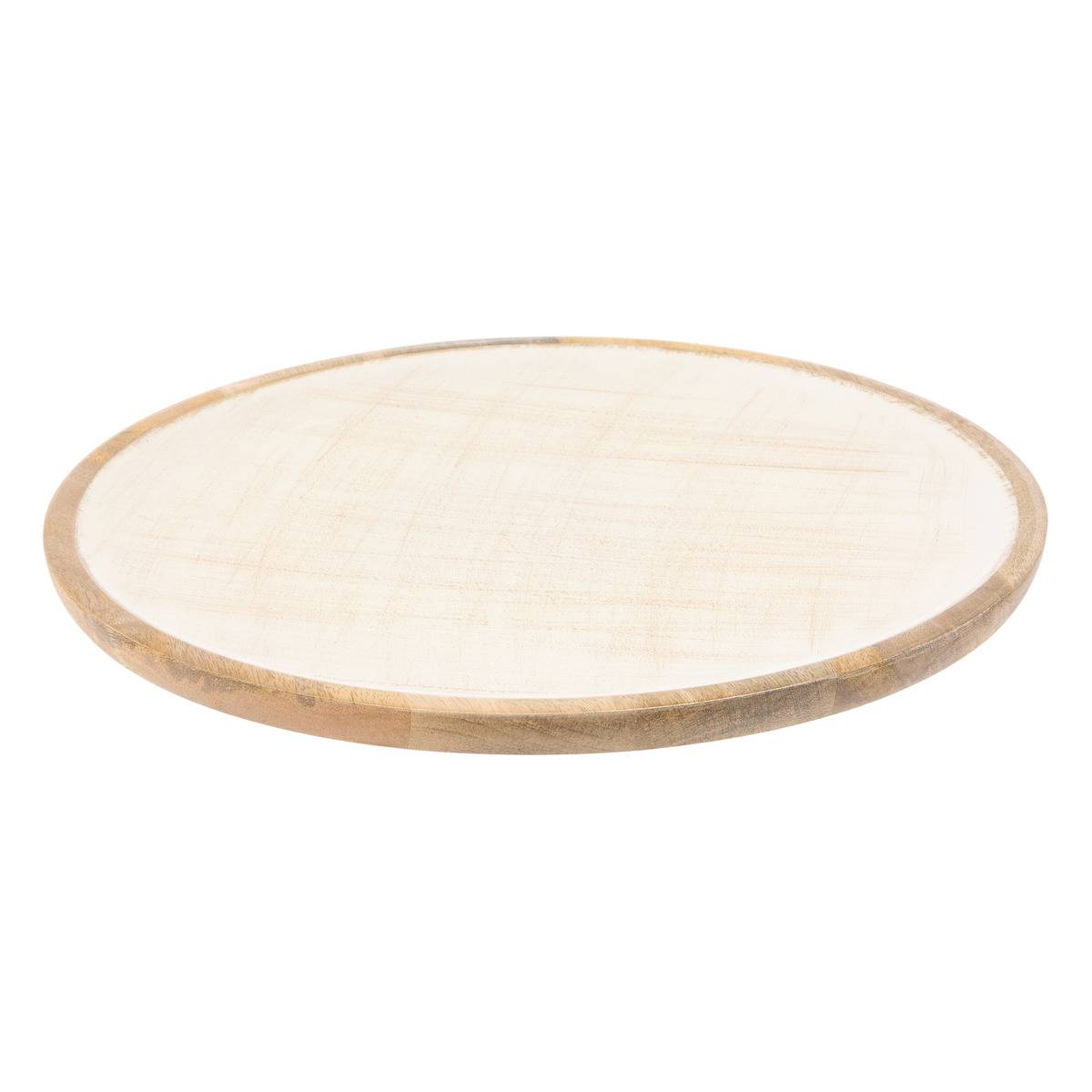 Assiette de présentation ronde en manguier AVA blanc, ATMOSPHERA