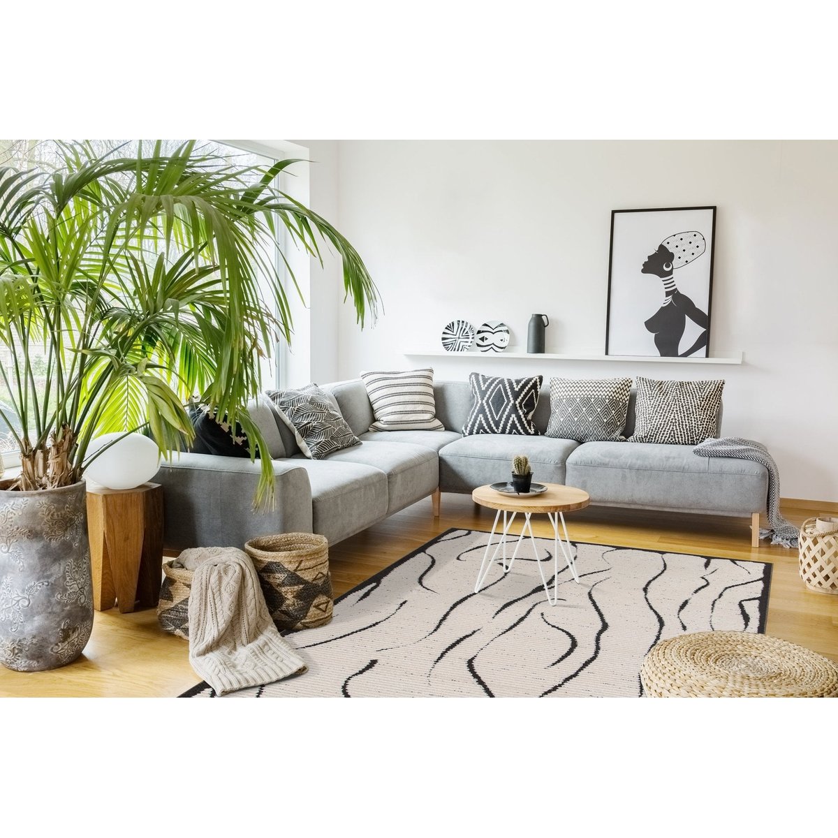 Tapis effet haut-bas très doux MIRAGE noir intense, AFK LIVING