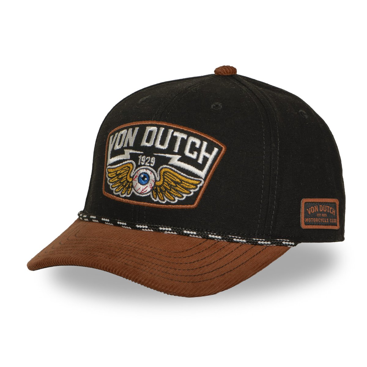 Casquette baseball S-CURVED noir/marron/blanc, VON DUTCH