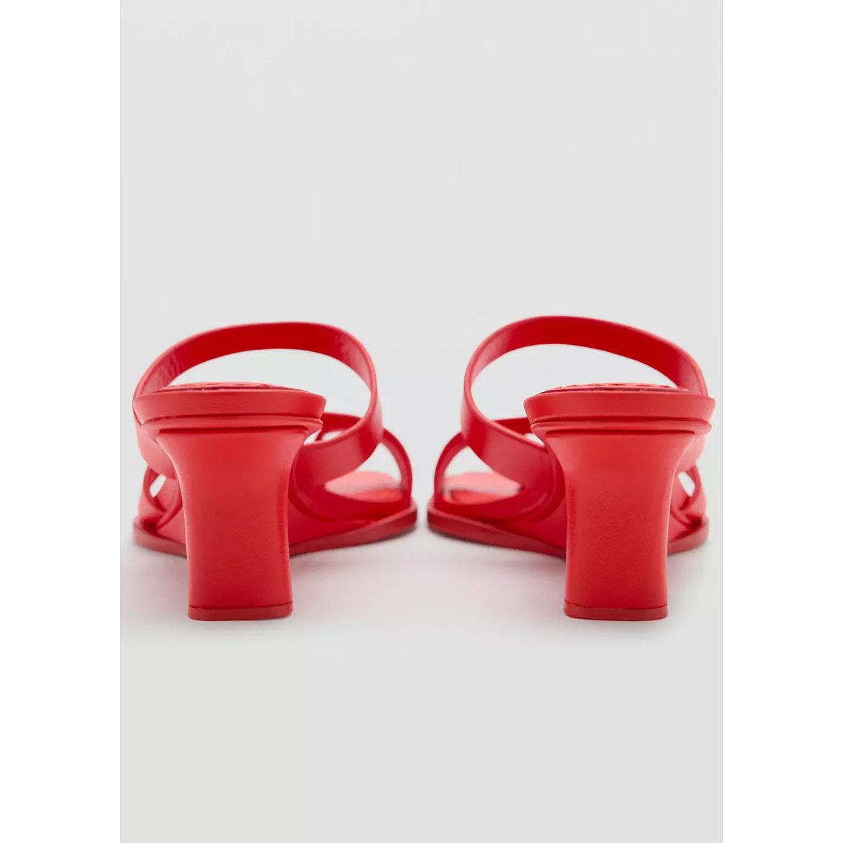 Sandales compensées cuir rouge, MANGO