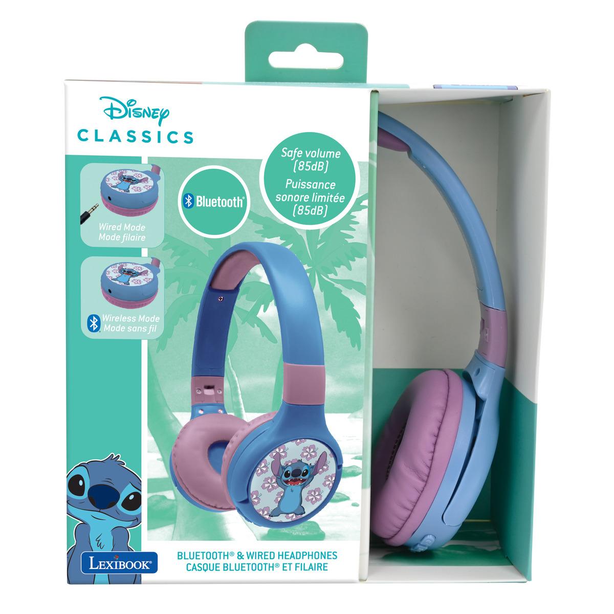 Casque 2 en 1 Bluetooth® et Filaire confortable et pliable Stitch violet, LEXIBOOK