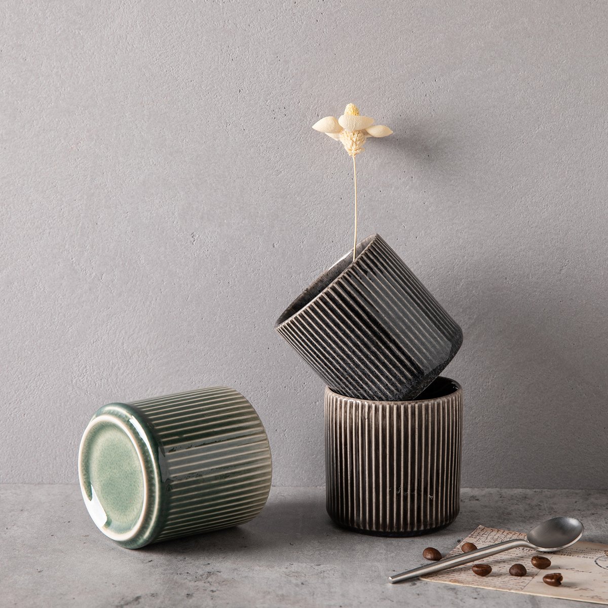 Lot de 4 tasses - "Jade" lot de 4 tasses vert - jade | laguiole cuisson, LAGUIOLE CUISSON