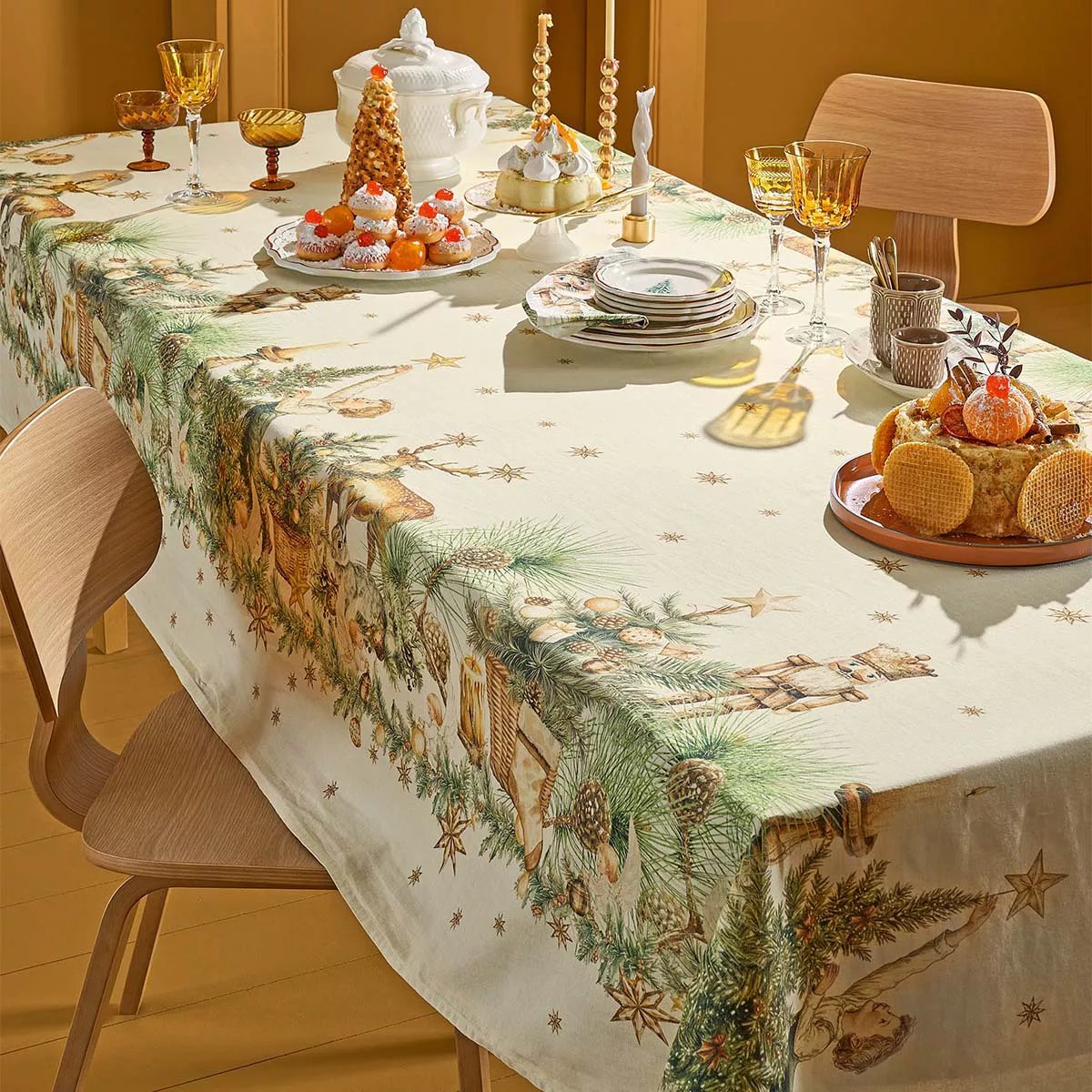 Nappe lin & coton lavé NOEL VINTAGE dore, GARNIER THIEBAUT